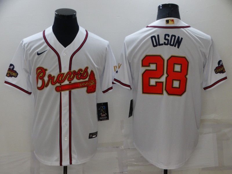 Men's Atlanta Braves Matt Olson #28 White Jersey